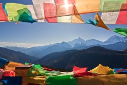 Prayer Flag and Distant mountain