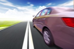 car on the road wiht motion blur background.
