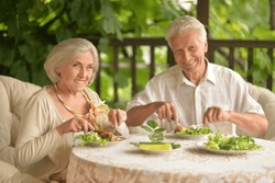 Senior couple having diner. High quality photo
