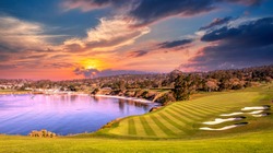 A view of Pebble Beach golf  course, Hole 6, Monterey, California, USA