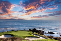 A view of Pebble Beach golf  course, hole 7, Monterey, California, USA