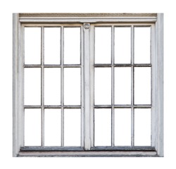 Old wooden window on white background