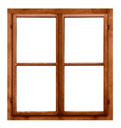   Vintage brown wooden window on white background        