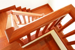 Wooden stairs and handrail