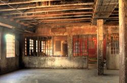  High Dynamic Range Image of a Burned Out Cell Block of an Abandoned Penitentiary
