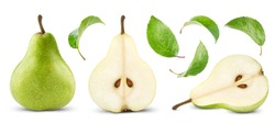 pears collection with leaf isolated