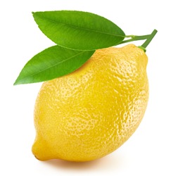 Lemon isolated on white background. Lemon fruit Clipping Path. Quality macro photo