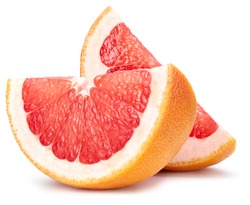 Grapefruit fruit. Grapefruit slice isolated on white background. Grapefruit with clipping path.