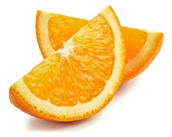 Orange fruit. Orange slice isolated on white background. Orange with clipping path.
