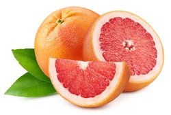 Pile grapefruit. Grapefruit full macro shoot fruit healthy food ingredient on white isolated. Grapefruit clipping path