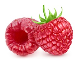 Fresh raspberry isolated on white background. Raspberry Clipping Path. Raspberry full depth of field.