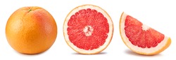 Fresh grapefruit fruit. Grapefruit isolated on white background. Collection grapefruit with clipping path.