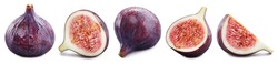Fig collection. Fig isolated on white background. Fig macro. With clipping path