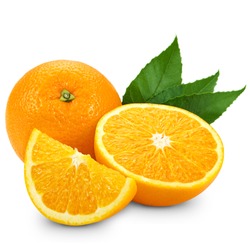 Orange fruit isolated on white background + Clipping Path