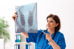Female doctor radiologist working at the clinic 
