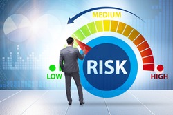 Businessman in risk metering and management concept
