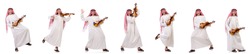 Arab man playing violing on white