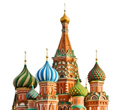 The Cathedral of Vasily the Blessed (Saint Basil's Cathedral) on Red square. Moscow. Russia. Isolated on white background