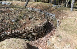 ancient trench warfare of first world war without people in mountains