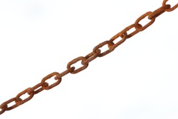 very old Rust chain on white background