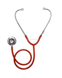 Red Stethoscope isolated on white