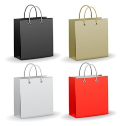 Set of empty paper shopping bag, vector