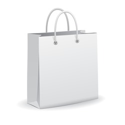 White empty paper shopping bag, vector