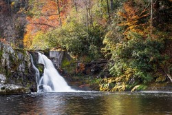 Great Smoky Mountains National Park - Autumn Colors at Abrams Falls Waterfall