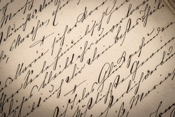 vintage ink handwriting. grungy paper background