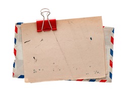 vintage air mail envelope. retro post letter. grungy paper background