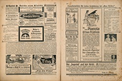 Newspaper page with retro advertising. Vintage engraved illustration. German magazine from 1904