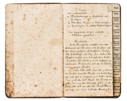 Antique recipe book with handwritten text, meat soup in german