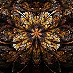 Symmetrical flower, warm and bright fractal art design