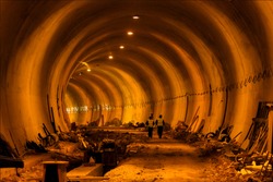 Working on the tunnel. Tunnel construction site