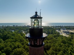 Aerial photo Currituck Beach Lighthouse Corolla North Carolina USA