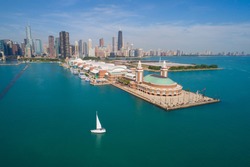 Aerial image of the Navy Pier Chicago IL USA