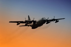 C-130 Cargo plane at dawn