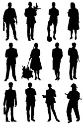 Collection of silhouettes of people of different specialty