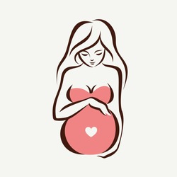 pregnant woman symbol, stylized vector sketch