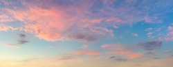 Colorful Panoramic view of  Sunset  Sunrise Sundown Sky with light clouds, panorama