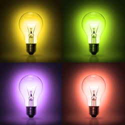 light bulb on colorful background.