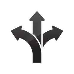 Three way direction arrow vector illustration.