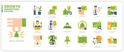 Growth Marketing icon set for website, application, printing, document, poster design, etc.
