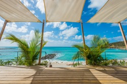 Beautiful St Martin Caribbean ocean vacation destination scene