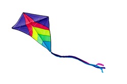 Colorful kite flying isolated on white background