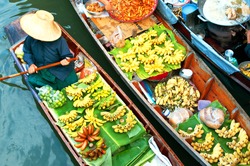 Traditional floating market , Thailand.