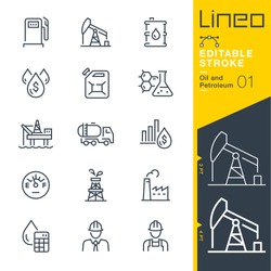 Lineo Editable Stroke - Oil and Petroleum line icons