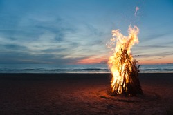 Bonfire on the beach of Narva Joesuu