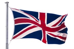 United Kingdom Flag isolated on white, real photo 