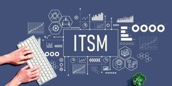 ITSM - Information Technology Service Management theme with person using a computer keyboard